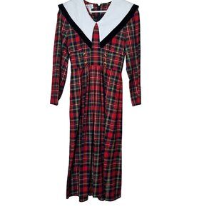 Vintage Talbots Maggy Boutique Tartan Plaid Jumpsuit 4 Sailor Collar 80s